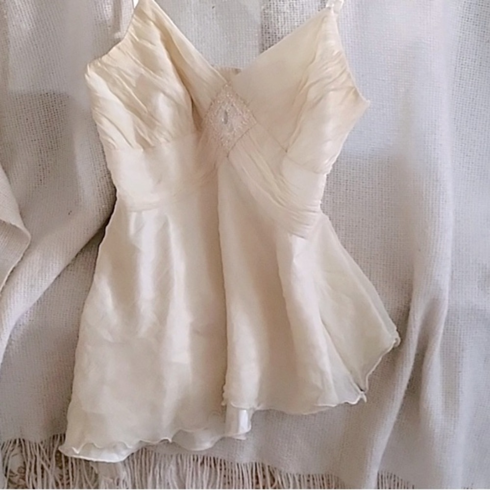Beautiful Babydoll Blouse Tank Top Elegant Cream Pearl